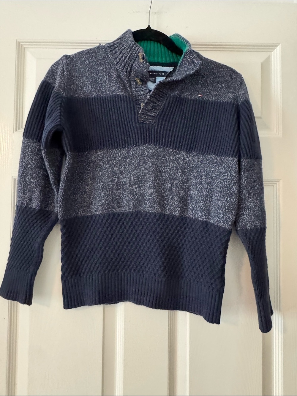 Tommy Hilfiger Boy's Navy Striped Knit Pullover Sweater